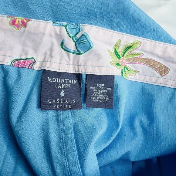 Mountain Lake 10P Womens Pants Capri Cargo Casual Khaki Cotton Floral Aloha 0811 - Picture 4 of 10